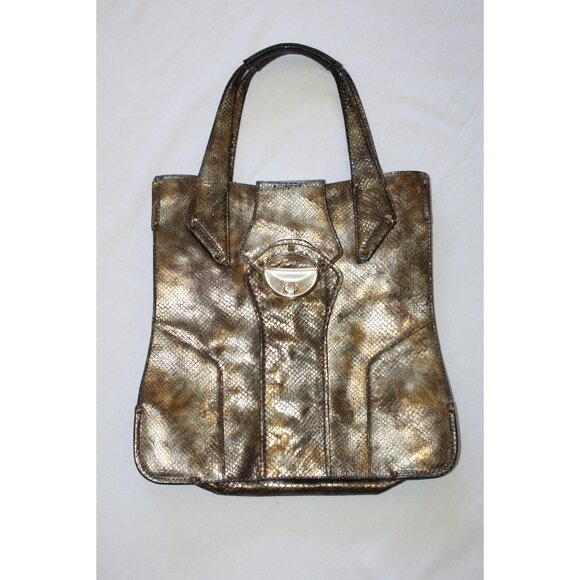 Botkier Metallic Snakeskin Embossed Leather Tote Bag Certificate of Authenticity - Picture 1 of 12